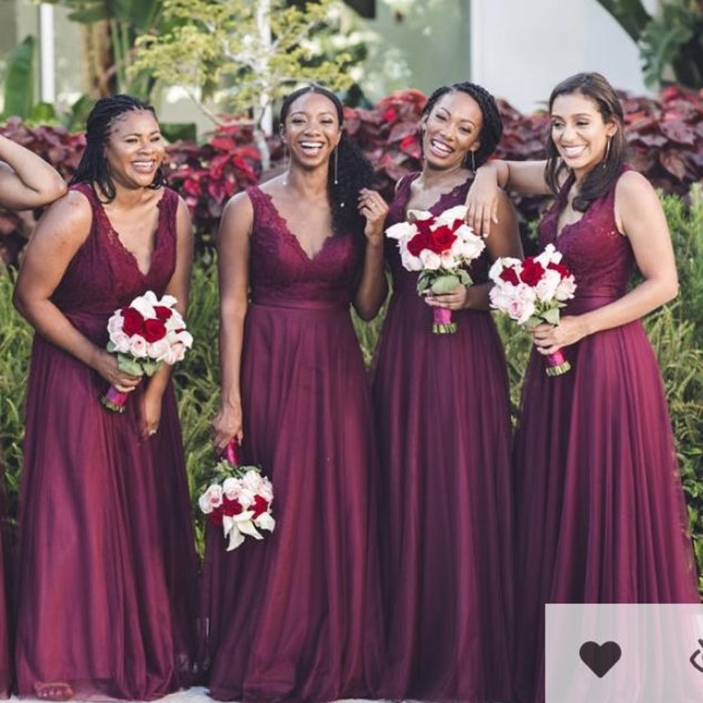 Watters & Watters burgundy bridesmaids dress
